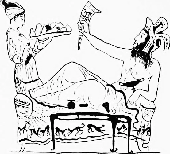 An illustration from Studies in ancient furniture; couches and beds of the Greeks, Etruscans and Romans, 1905, leaf 71