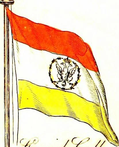An illustration from A display of the naval flags of all nations, 1820, leaf 12