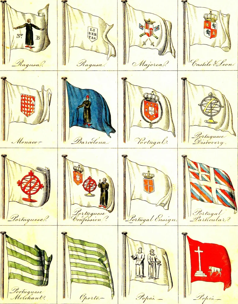 An illustration from A display of the naval flags of all nations, 1820, leaf 14