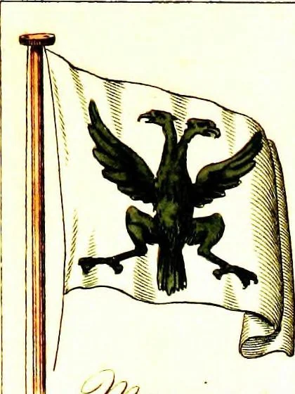 An illustration from A display of the naval flags of all nations, 1820, leaf 18