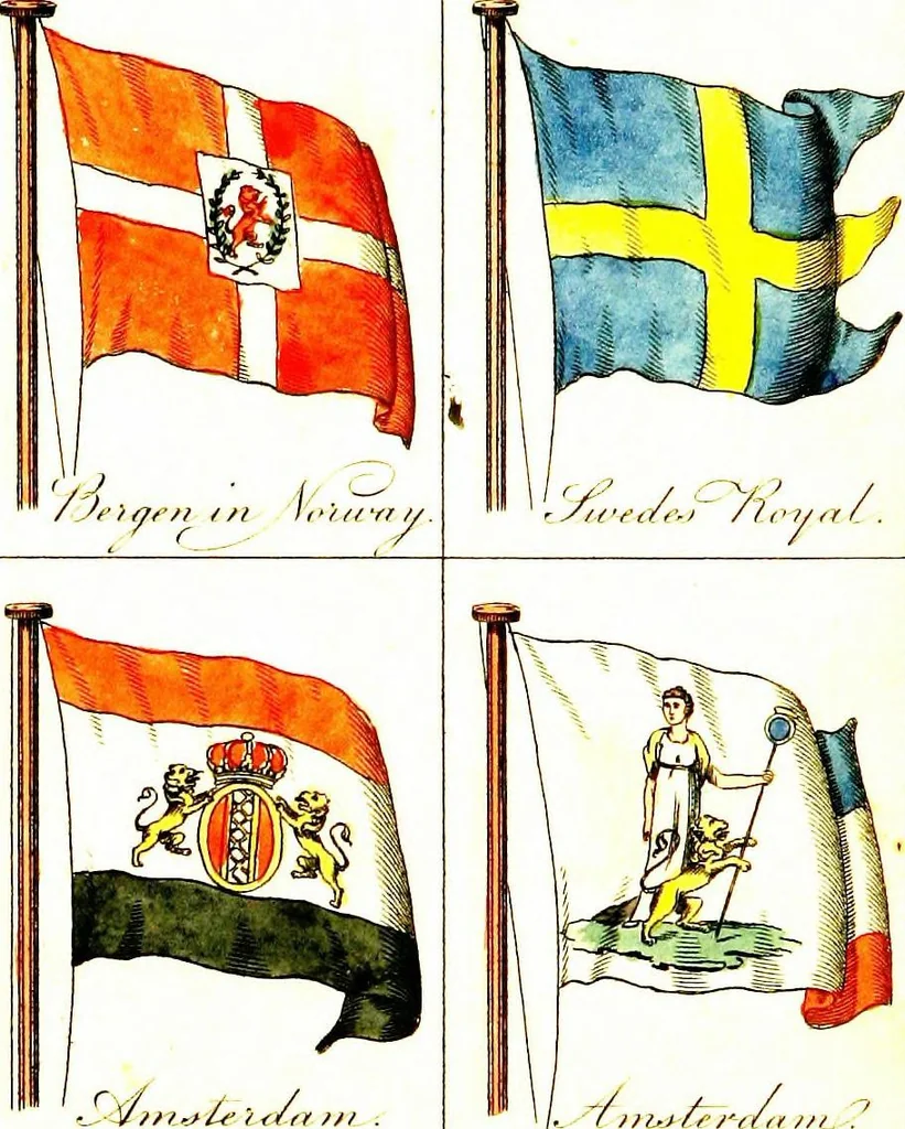 An illustration from A display of the naval flags of all nations, 1820, leaf 18