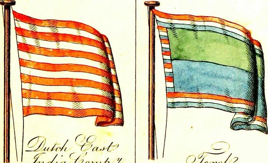 An illustration from A display of the naval flags of all nations, 1820, leaf 18