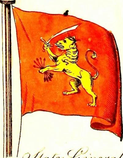An illustration from A display of the naval flags of all nations, 1820, leaf 20