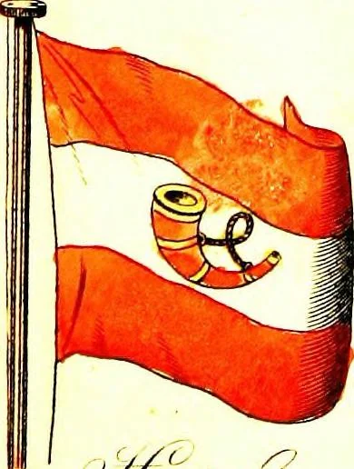 An illustration from A display of the naval flags of all nations, 1820, leaf 20
