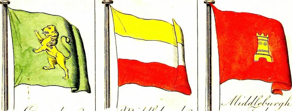 An illustration from A display of the naval flags of all nations, 1820, leaf 22