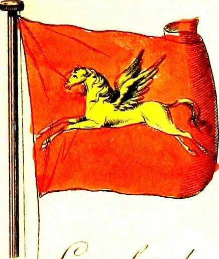 An illustration from A display of the naval flags of all nations, 1820, leaf 24