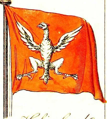 An illustration from A display of the naval flags of all nations, 1820, leaf 24