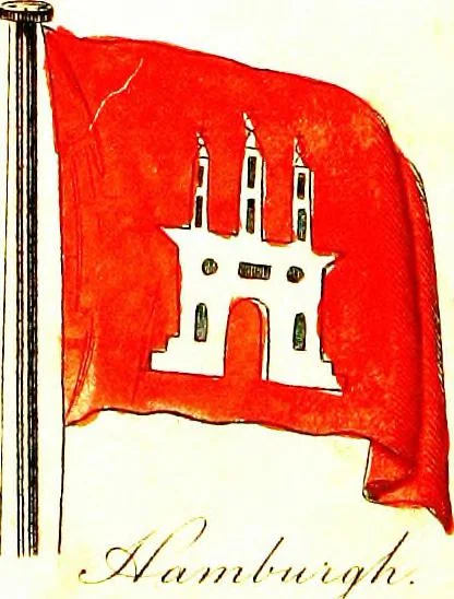 An illustration from A display of the naval flags of all nations, 1820, leaf 24