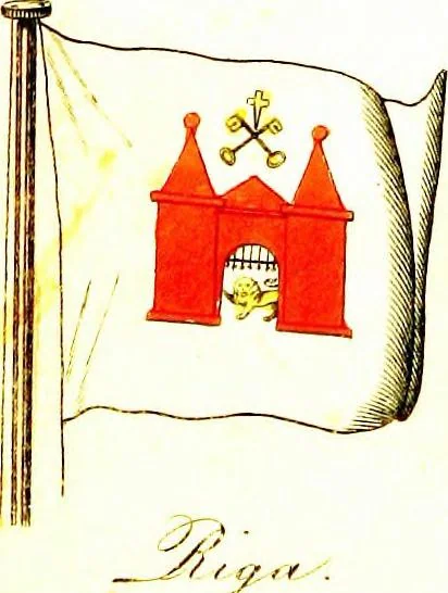 An illustration from A display of the naval flags of all nations, 1820, leaf 26