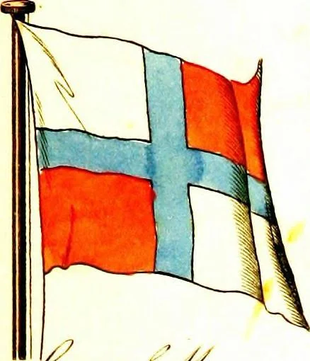 An illustration from A display of the naval flags of all nations, 1820, leaf 28