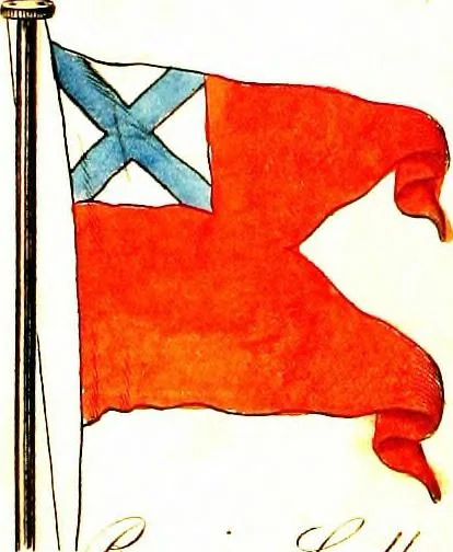 An illustration from A display of the naval flags of all nations, 1820, leaf 28