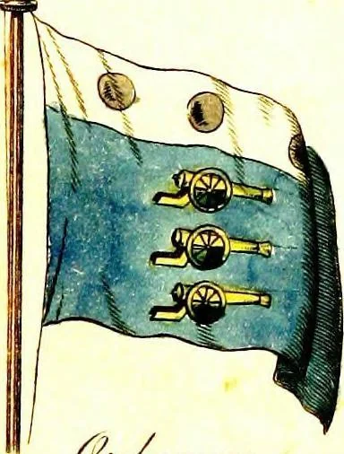 An illustration from A display of the naval flags of all nations, 1820, leaf 8