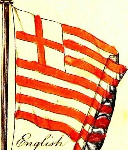 An illustration from A display of the naval flags of all nations, 1820, leaf 8