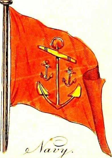 An illustration from A display of the naval flags of all nations, 1820, leaf 8