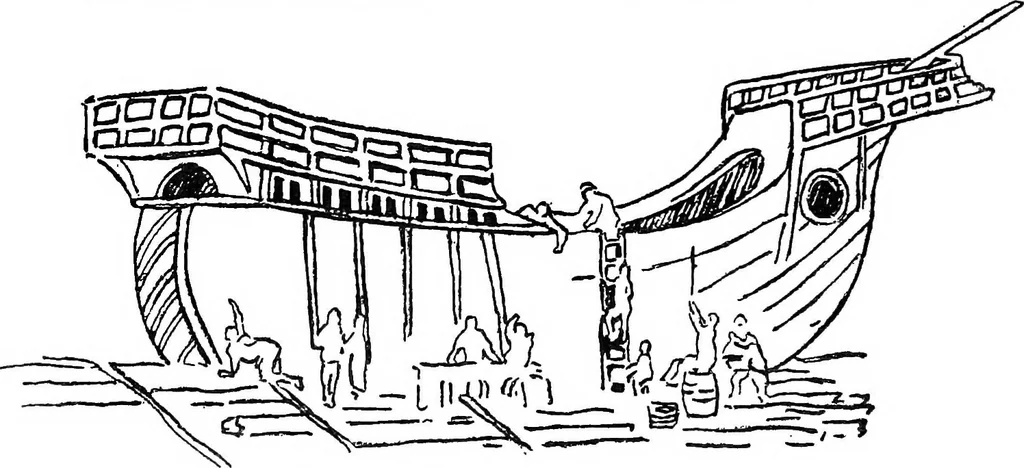 An illustration from Ships & ways of other days, 1913, leaf 169