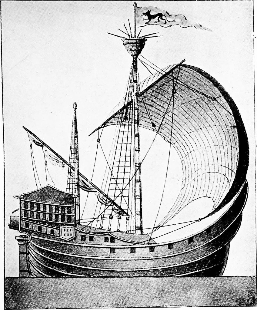 An illustration from Ships & ways of other days, 1913, leaf 200