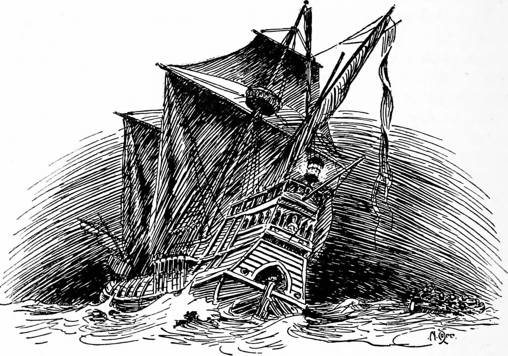 An illustration from Ships & ways of other days, 1913, leaf 205