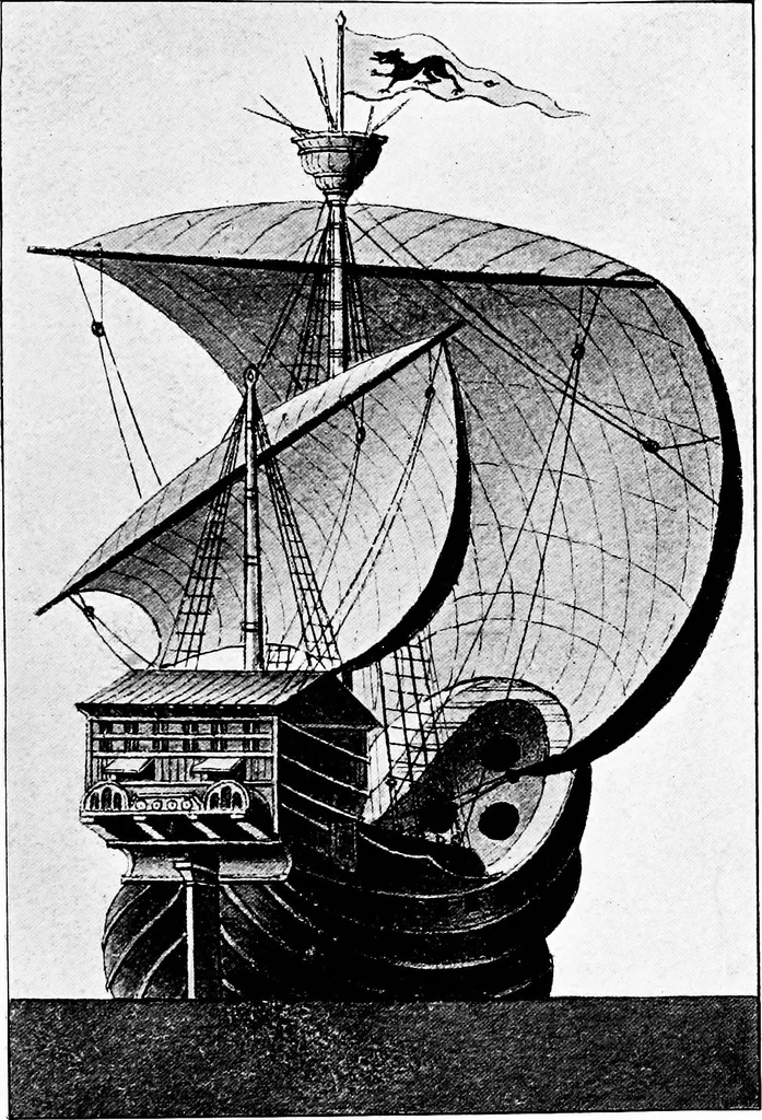 An illustration from Ships & ways of other days, 1913, leaf 208