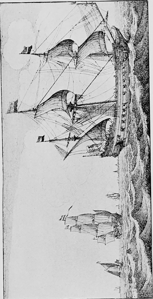 An illustration from Ships & ways of other days, 1913, leaf 288