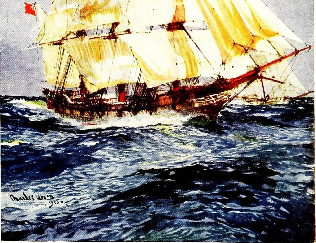 An illustration from Ships & ways of other days, 1913, leaf 9