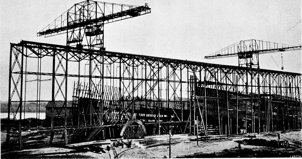 An illustration from The shipbuilding industry; its history, practice, science and finance, 1905, leaf 128
