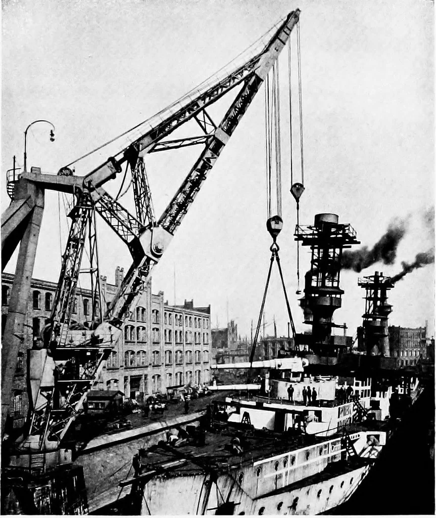 An illustration from The shipbuilding industry; its history, practice, science and finance, 1905, leaf 222