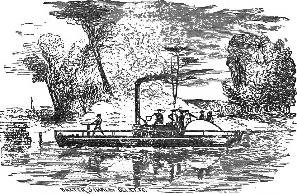 An illustration from Life of John Fitch : the inventor of the steam-boat, 1857, leaf 389