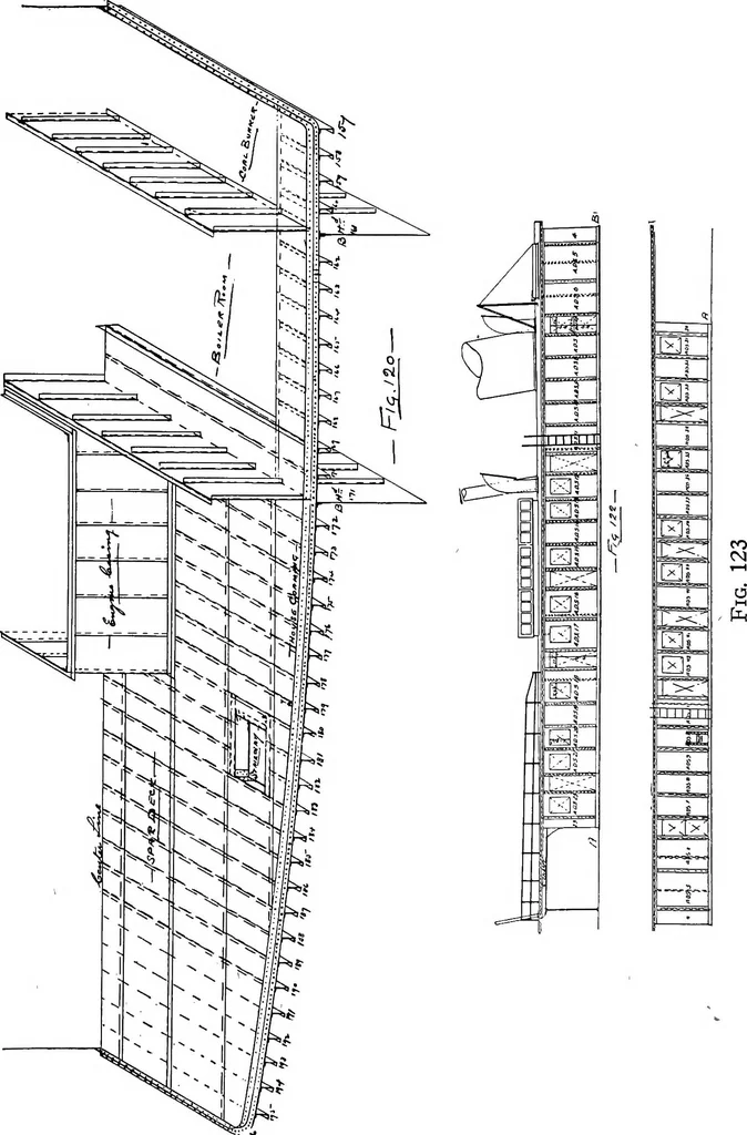 An illustration from Lake ship yard methods of steel ship construction, 1907, leaf 125