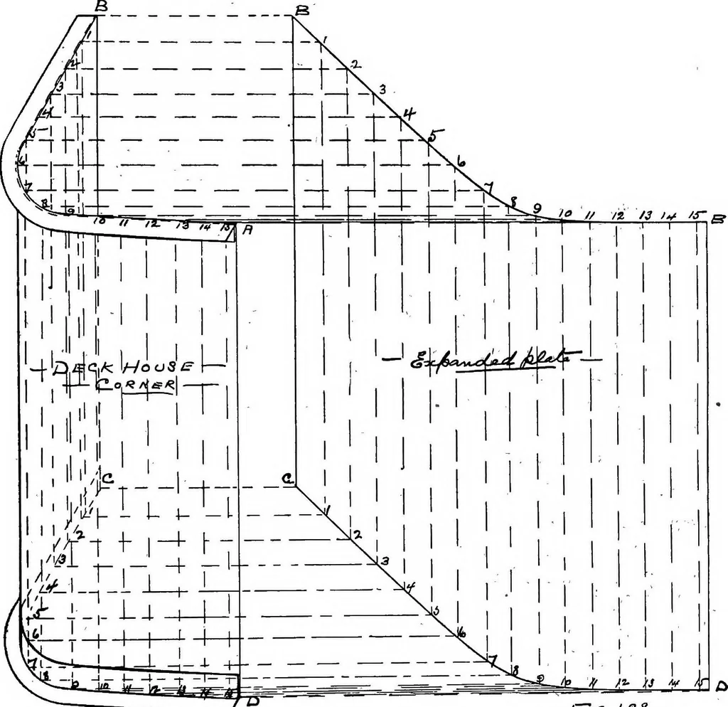 An illustration from Lake ship yard methods of steel ship construction, 1907, leaf 128