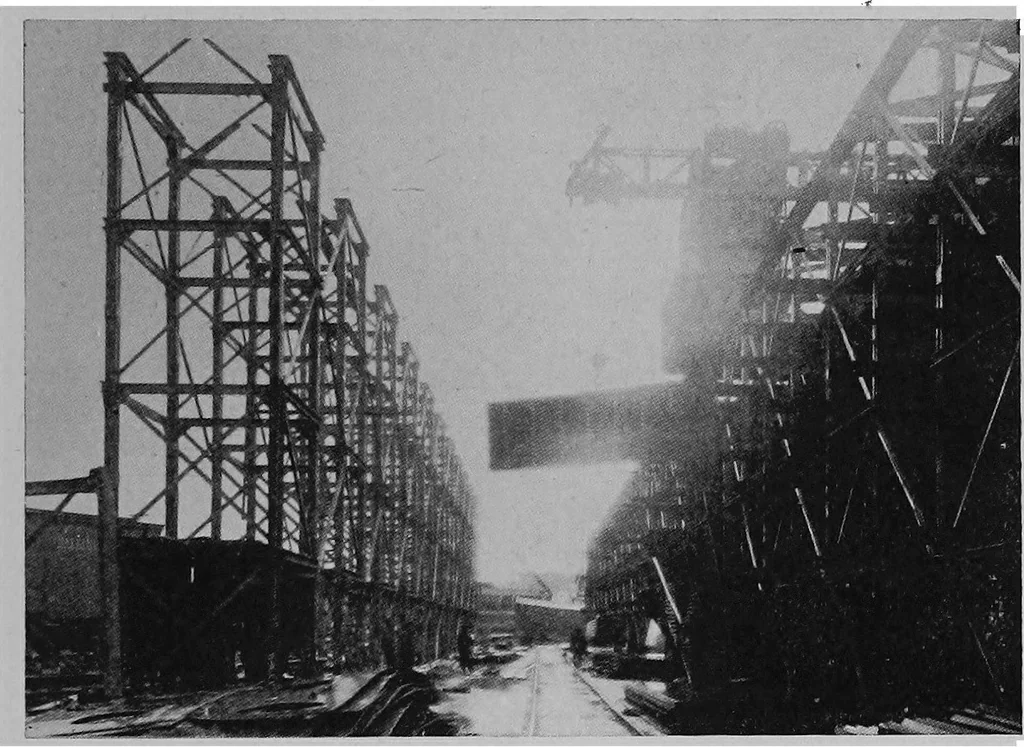 An illustration from Lake ship yard methods of steel ship construction, 1907, leaf 144