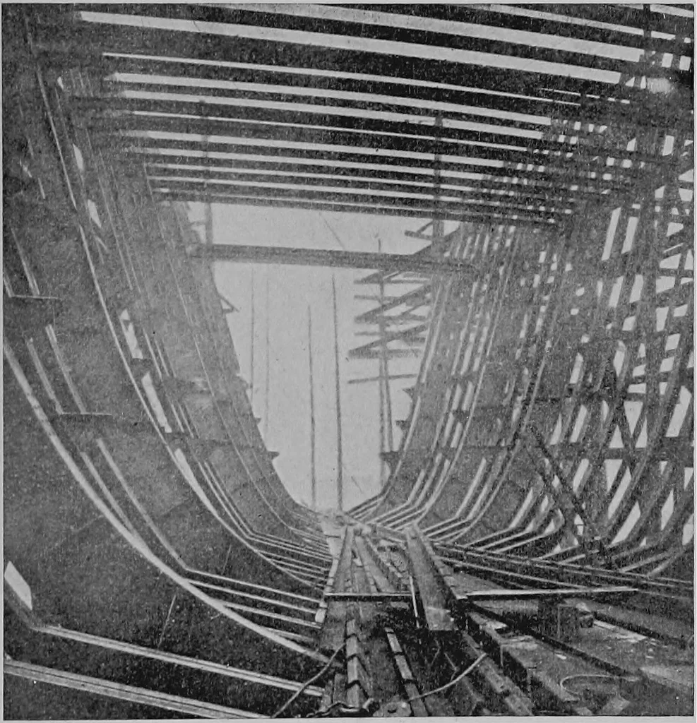 An illustration from Lake ship yard methods of steel ship construction, 1907, leaf 160