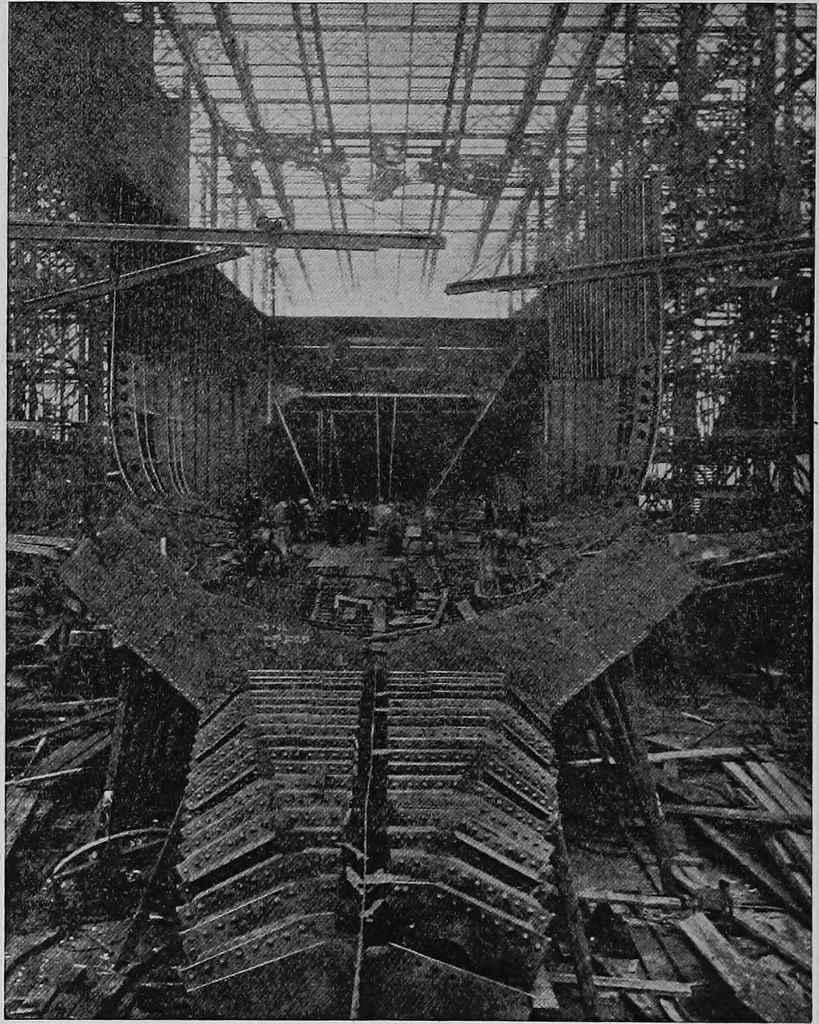 An illustration from Lake ship yard methods of steel ship construction, 1907, leaf 169