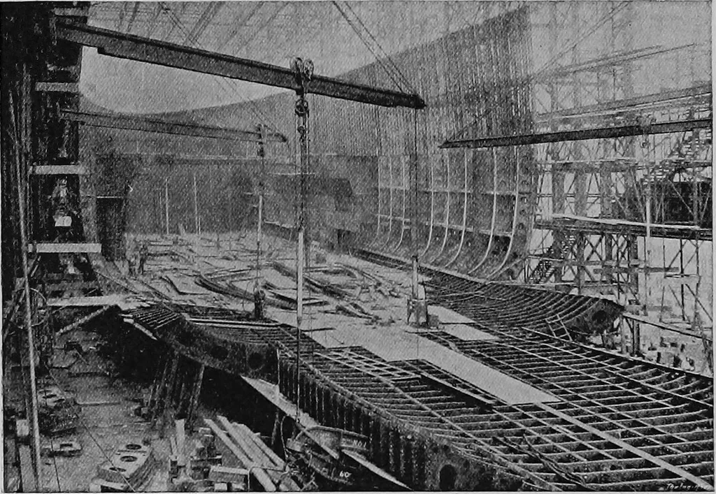 An illustration from Lake ship yard methods of steel ship construction, 1907, leaf 171
