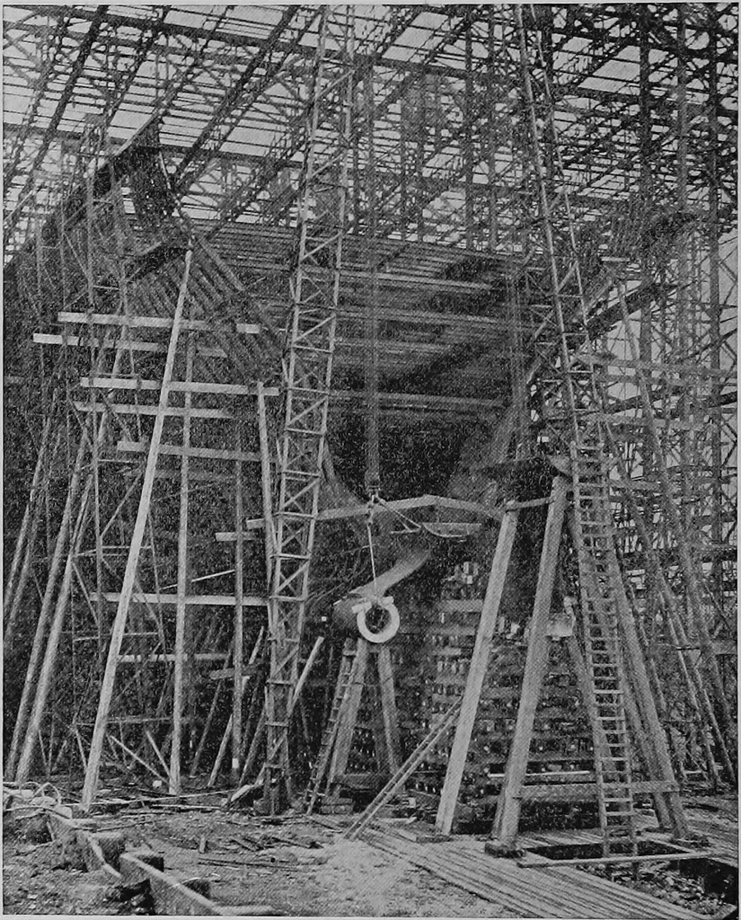 An illustration from Lake ship yard methods of steel ship construction, 1907, leaf 173