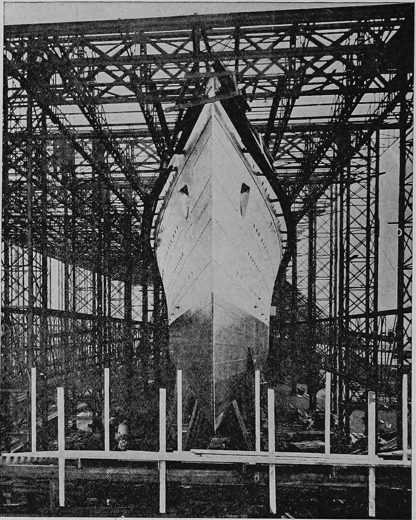 An illustration from Lake ship yard methods of steel ship construction, 1907, leaf 177