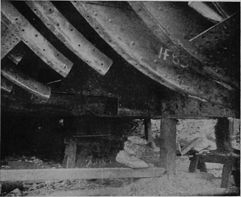 An illustration from Lake ship yard methods of steel ship construction, 1907, leaf 180