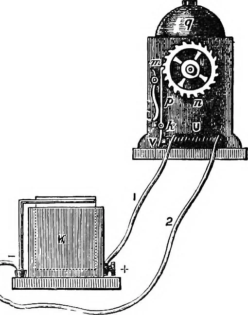 An illustration from Electricity in modern life, 1890, leaf 119