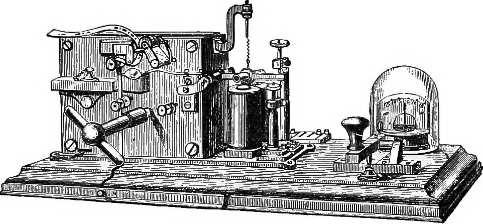 An illustration from Electricity in modern life, 1890, leaf 128
