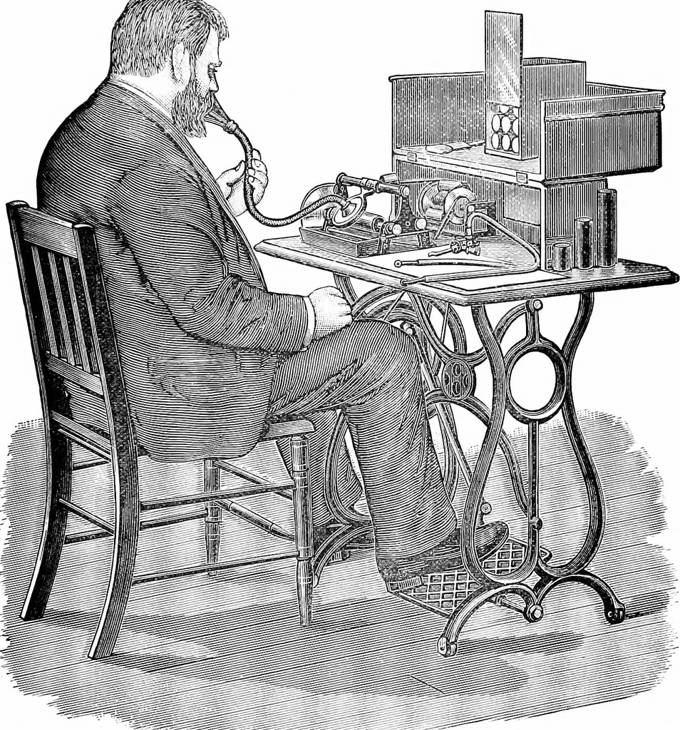 An illustration from Electricity in modern life, 1890, leaf 192