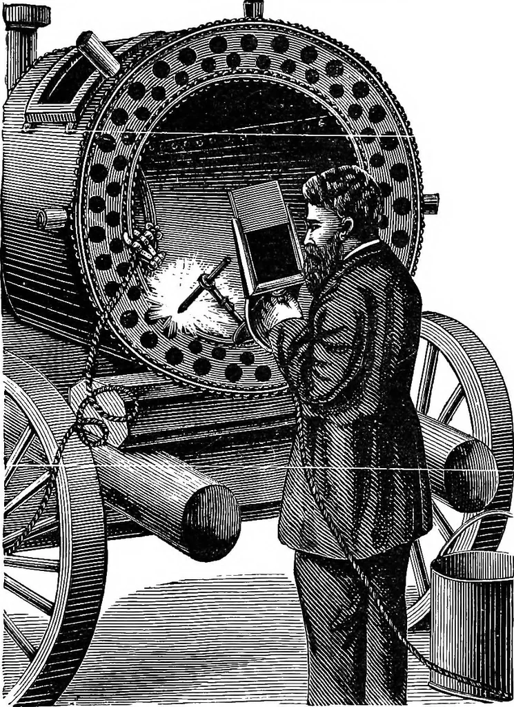 An illustration from Electricity in modern life, 1890, leaf 270