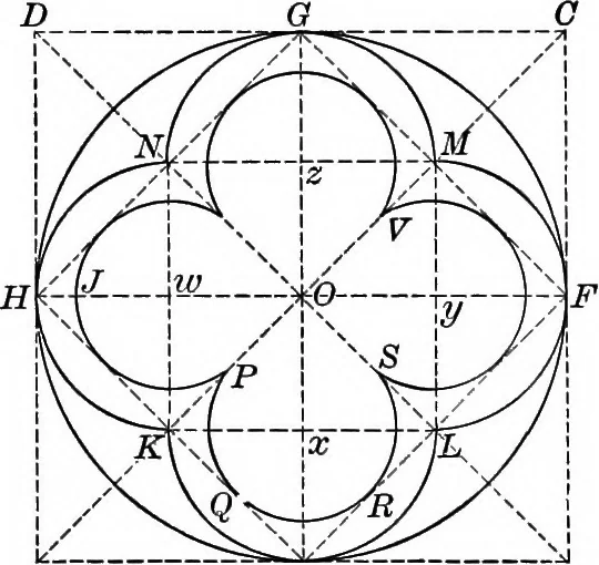 An illustration from A source book of problems for geometry, based upon industrial design and architectural ornament, 1912, leaf 184