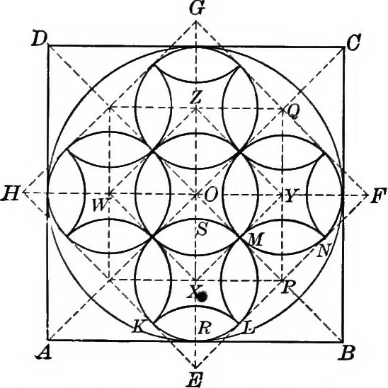 An illustration from A source book of problems for geometry, based upon industrial design and architectural ornament, 1912, leaf 189