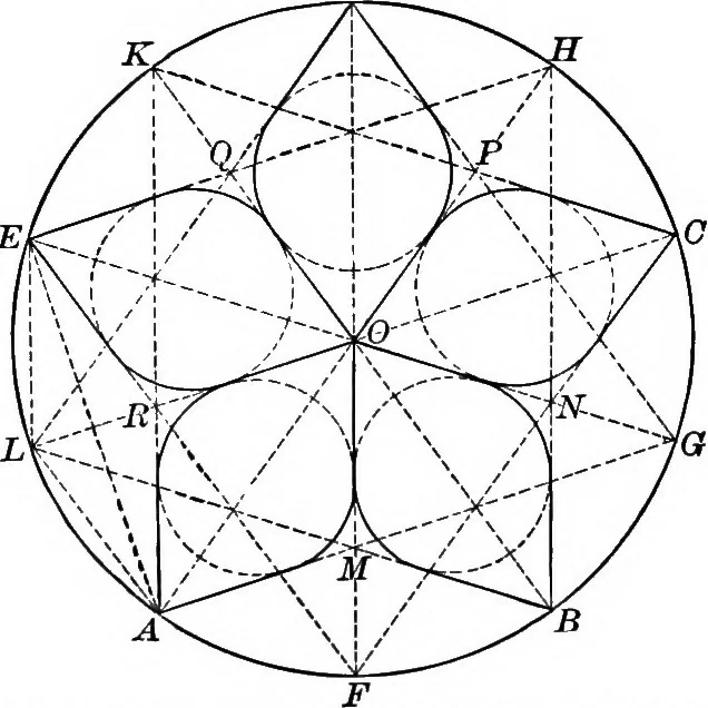 An illustration from A source book of problems for geometry, based upon industrial design and architectural ornament, 1912, leaf 205