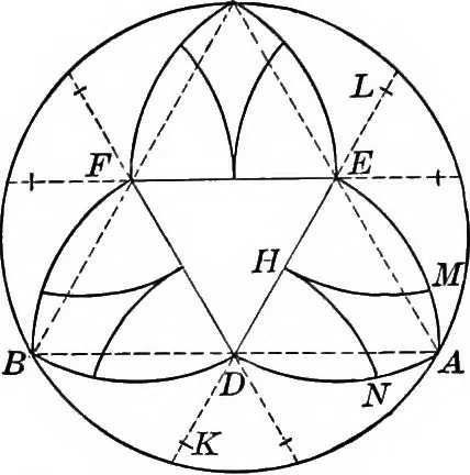 An illustration from A source book of problems for geometry, based upon industrial design and architectural ornament, 1912, leaf 222