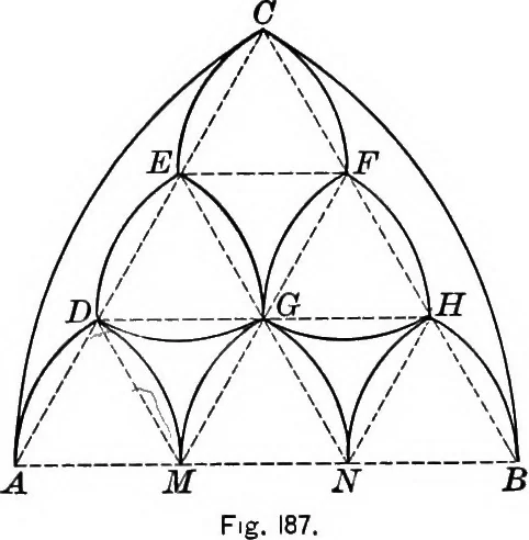 An illustration from A source book of problems for geometry, based upon industrial design and architectural ornament, 1912, leaf 222