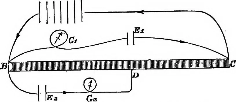 An illustration from An introduction to the theory of electricity, with numerous examples, 1876, leaf 181