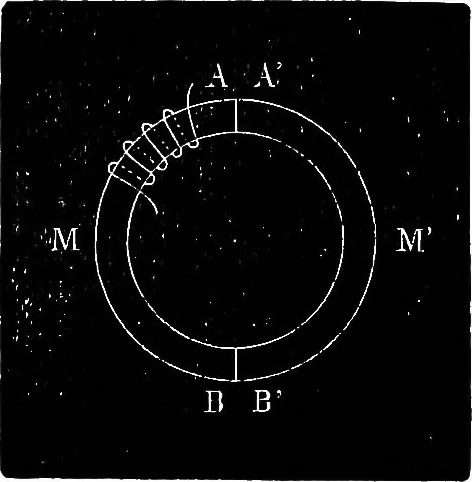 An illustration from Electric transmission of power : its present position and advantages, 1879, leaf 16