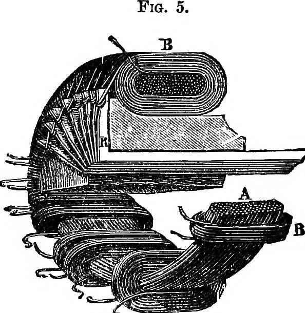 An illustration from Electric transmission of power : its present position and advantages, 1879, leaf 18