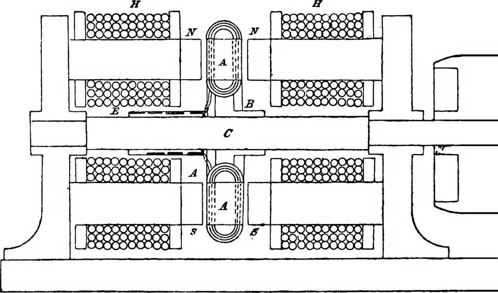 An illustration from Electric transmission of power : its present position and advantages, 1879, leaf 22