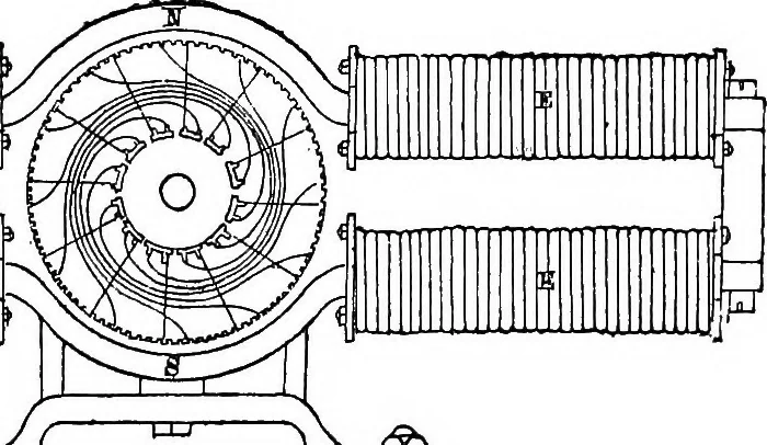 An illustration from Electric transmission of power : its present position and advantages, 1879, leaf 32